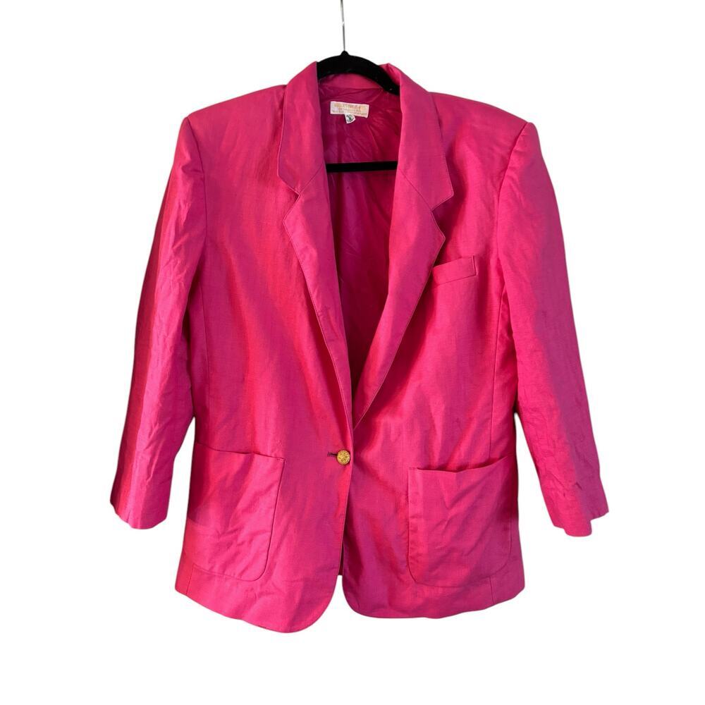Vintage Brooks Brothers Women’s 100% Linen Blazer Pink 1 Button Size 8 USA